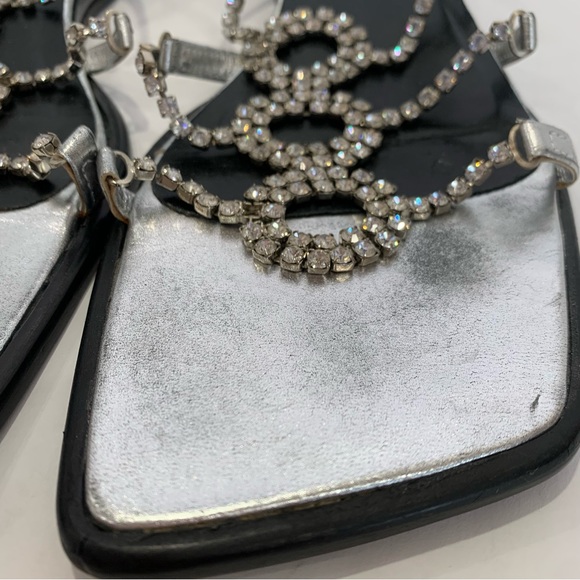 Sesto Meucci size 9 rhinestone sandals in stunning silver with unique heel - Picture 10 of 16